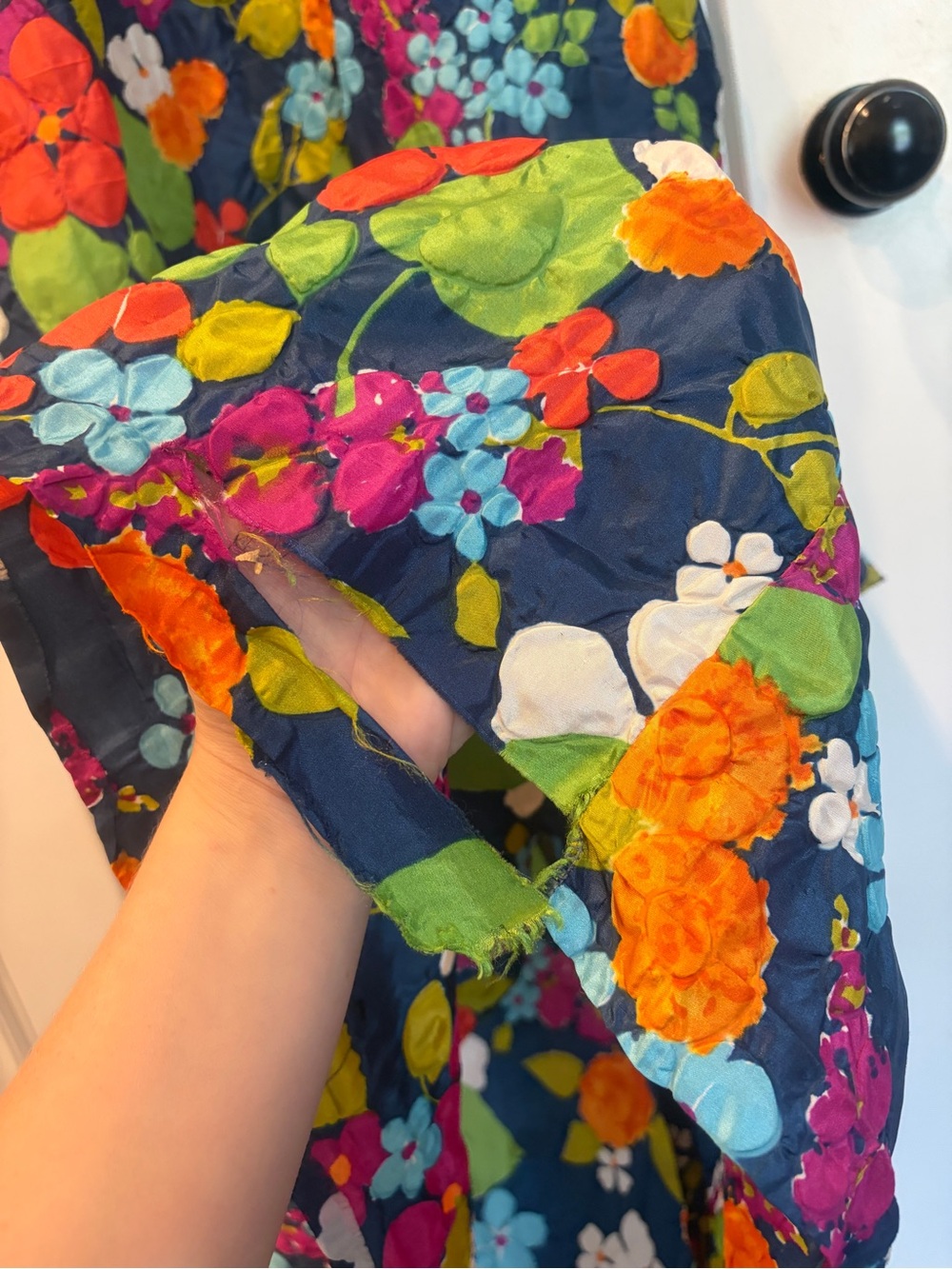 Vintage Floral Maxi Dress - Black with Bright Multicolor Blooms - Picture 15 of 16